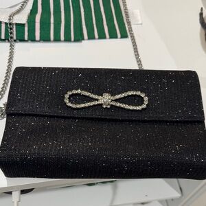 Jewel Badgley Mischka Black Clutch with Crystal Bow